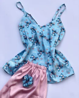 تاپ و شورتک طرح استیچ ساتن ابریشم